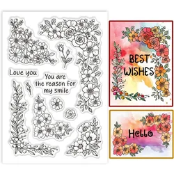 Plants Corner Clear Stamps Flower Rose Border Silicone Clear Stamp Seals Transparent Stamps for DIY Scrapbooking Card
