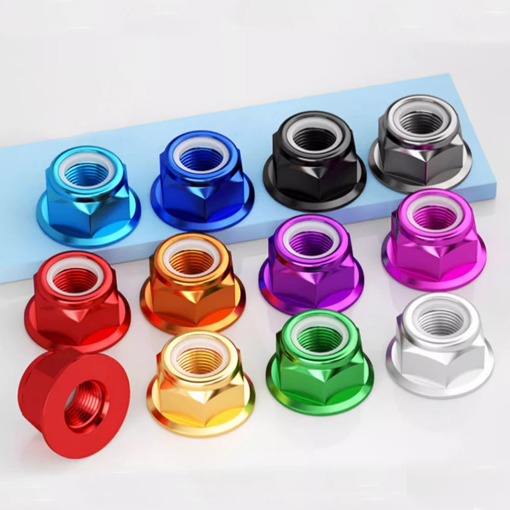 شفة النايلون إدراج الذاتي قفل قفل المكسرات موتور المسمار المكسرات سبائك الألومنيوم CW CCW ل RC FPV سباق الطائرة بدون طيار M2 M2.5 M3 M4 M5 M6 M8