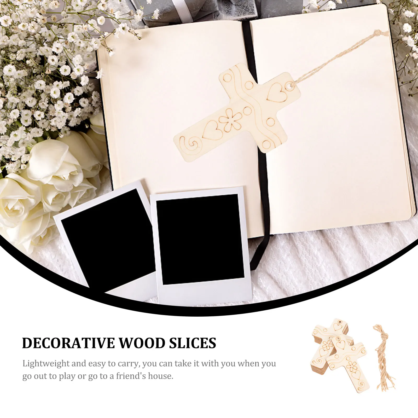 

50 Pcs Cross Wood Chips DIY Wooden Craft Slices Lightweight Kids Hand-Painted Graffiti Toys