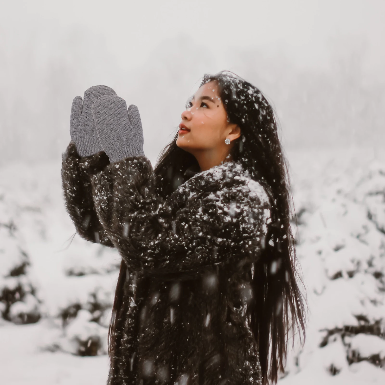 

3 Pairs Warm Gloves Fleece Finger Mittens Cold Weather Men Women Outdoor Activities Thermal Breathable