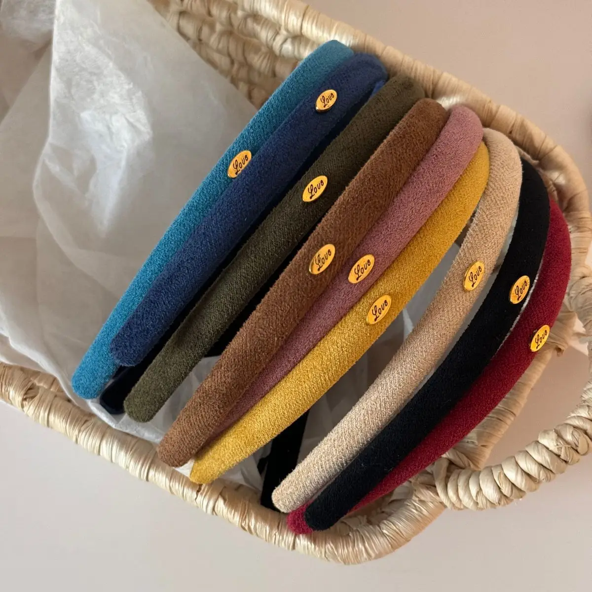 1Pcs Samt Textur Feine Haar Hoop Multi Farbe Einfache Liebe Logo Haar Hoop frauen Täglich Vielseitige Kopfbedeckung haar Bands – Detail 15
