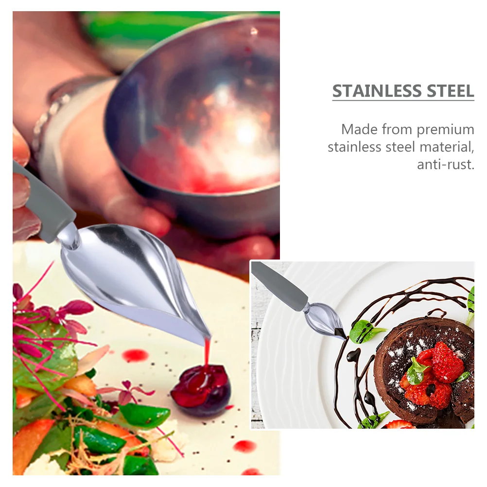 2 Piping Spoon Sauce Candy Kitchen Accessories Saucier Stainless Steel Decorating Plate Painting Pencil