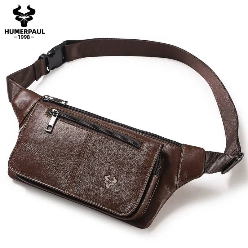 الرجعية حقيقية جلد البقر الرجال الخصر حقيبة الرياضة في الهواء الطلق حقيبة صدر للرجال المألوف التنقل واحدة الكتف حقيبة كروسبودي للعمل #1