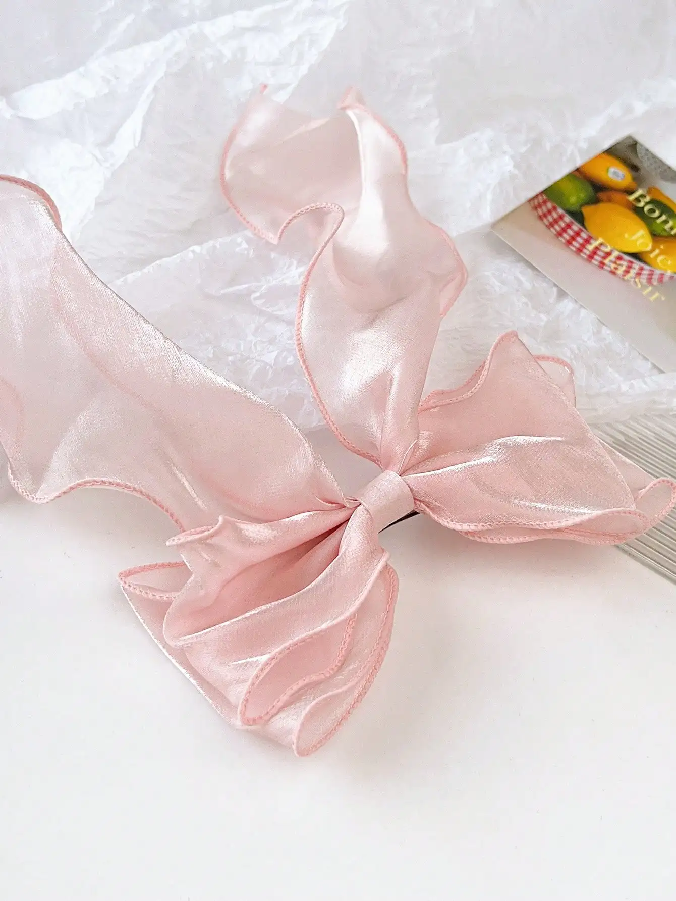 1 Stück blauer Satin, extra langes Band, Haarschleife, Haarschmuck für Frauen und Mädchen, Seiden-Haarspangen, Haarspange für dickes, dünnes Haar – Detail 7
