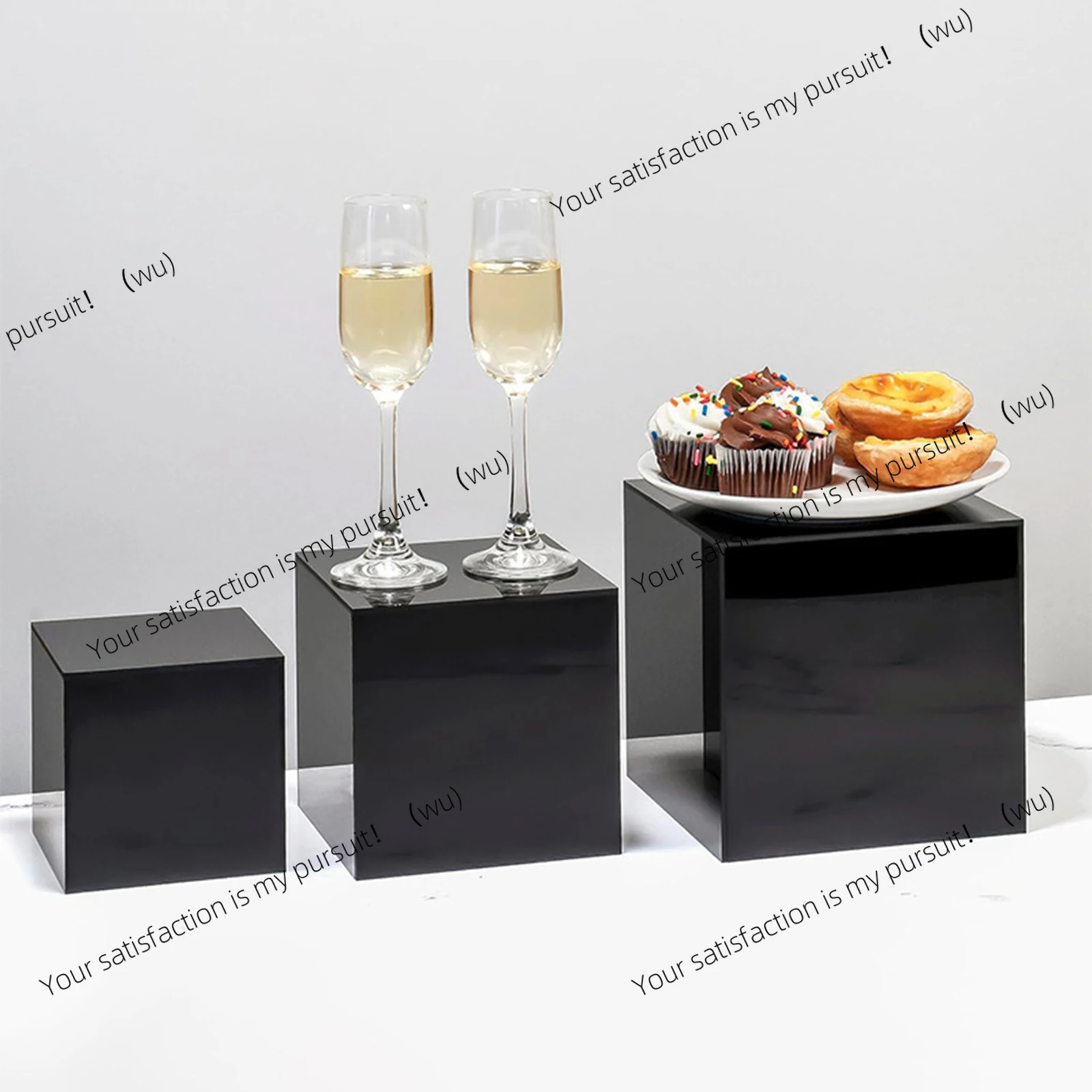 

3pcs Transparent Acrylic Cube Display Nesting Stands with Hollow Bottom Cosmetic Cake Display Box for Displaying Jewelry Cosmeti