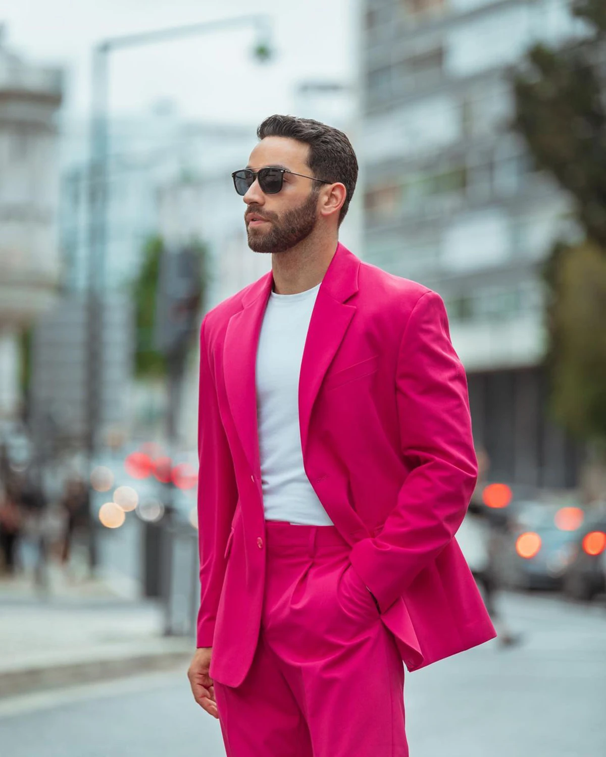 Esmoquin fucsia para hombre, traje Formal para fiesta de graduación, chaqueta y pantalones