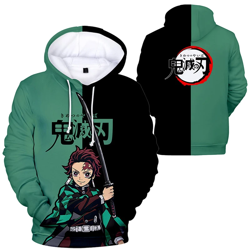 Bandai Nieuwe Anime Demon Slayer Personage Pak 3d Kleurendruk Trendy En Modieuze Fleece Sweatshirt Met Capuchon Voor Mannen Dame