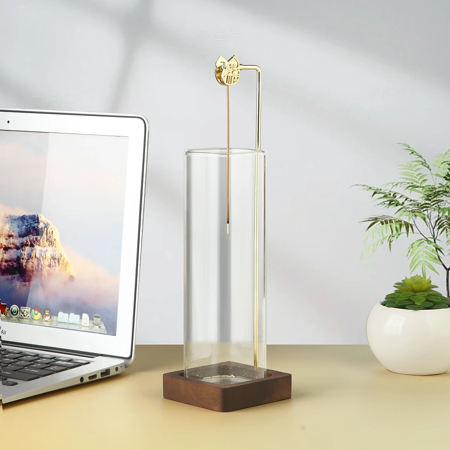 

Square Glass Incense Holder Anti-Ash Flying Incense Stick Holder with Glass Ash Catcher Incense Burner for Yoga Home Decor