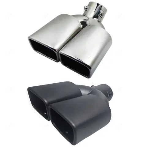 Exhaust Tip Universal Double Outlet Nozzle Rear Muffler Tip Stainless Steel Square Mouth Exhaust Pipe Muffler Car Accessories