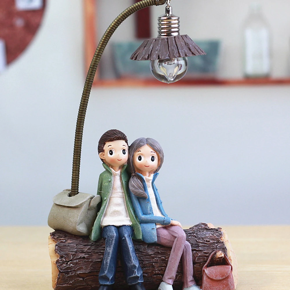 

Creative Resin Couple Decor Living Room Bedroom Ornament Gift For Valentine’S Day Party Small Night Light