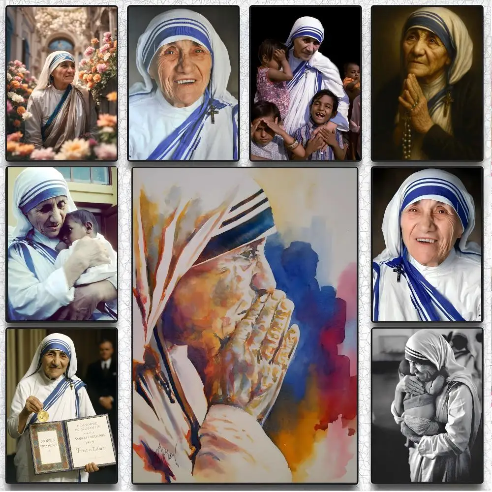 Historical Figure Humanitarian Mother Teresa Poster Artistic Wall Decor Indoor Outdoor Home Ornament for Collectors