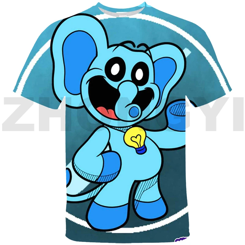 Summer Kids Smiling Critters 3D Print T Shirt Loose Short Sleeve Women Men Streetwear Kawaii Cartoon Tees Parent-child Wear Tops