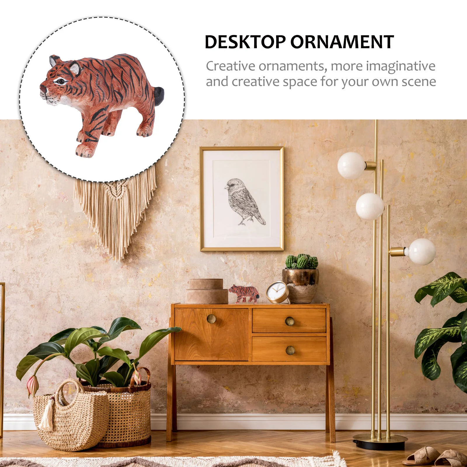 

1pc Painted Home Decor Wooden Tiger Home Decor Small Animal Craft For Room Living Room Bedroom Desktop Decoration