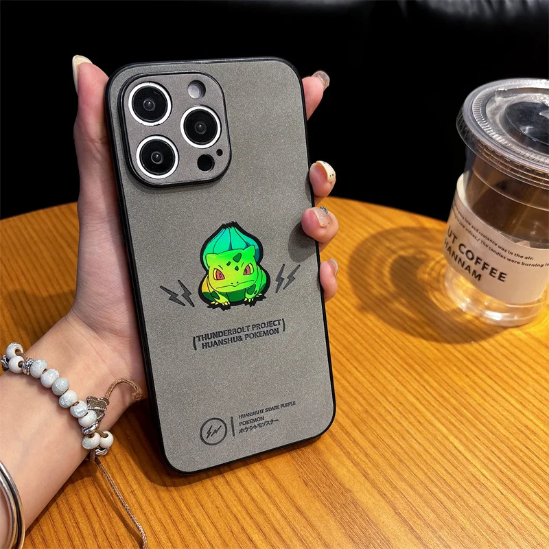 Anime  Cartoon Cute B-Bulbasaur P-Pokemon Anti-fur Phone Case For iPhone 13 12 11 14 15 16 Pro Max Suede Soft Leathe Protect