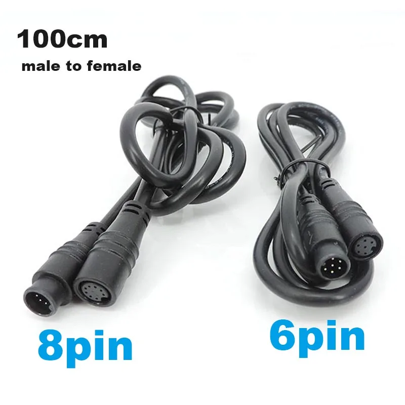 M8 6Pin 8Pin E-bike Line Electric Bicycle Waterproof Connector 1M Speed Sensor male to female Extension Cable 28awg 0.7A