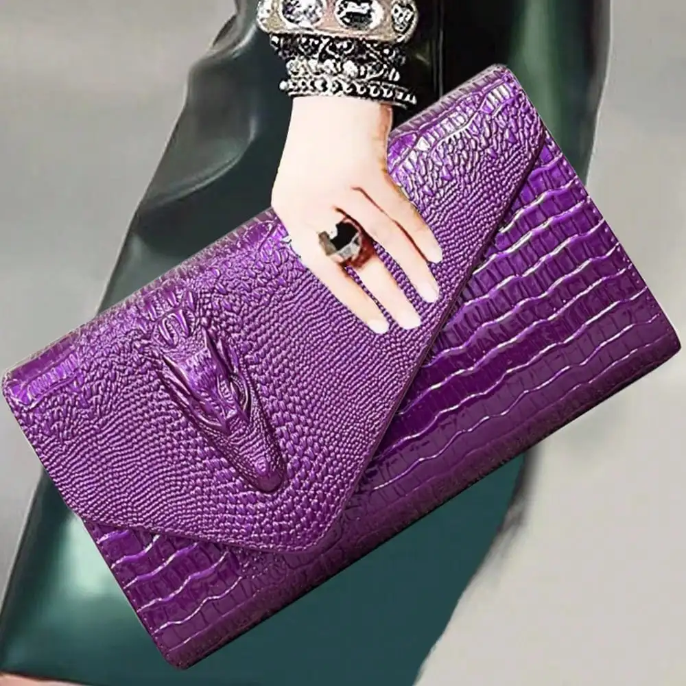 

Luxury PU Leather Crossbody Bag, Fashionable and Versatile Women's Trendy Handbag Atmospheric Crocodile Pattern Handbag