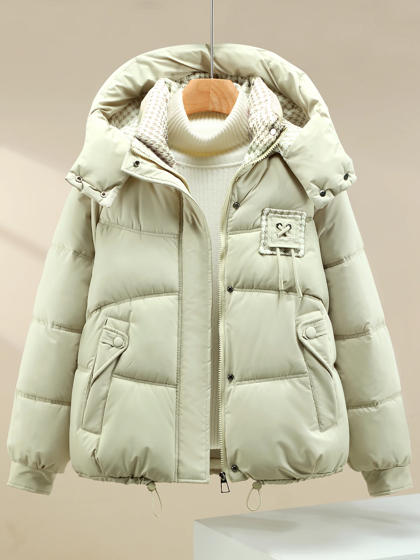 

Модная женская зимняя куртка из хлопка с отстегивающимся капюшоном, в корейском стиле, свободного кроя, с длинными рукавами, утепленная, на молнии