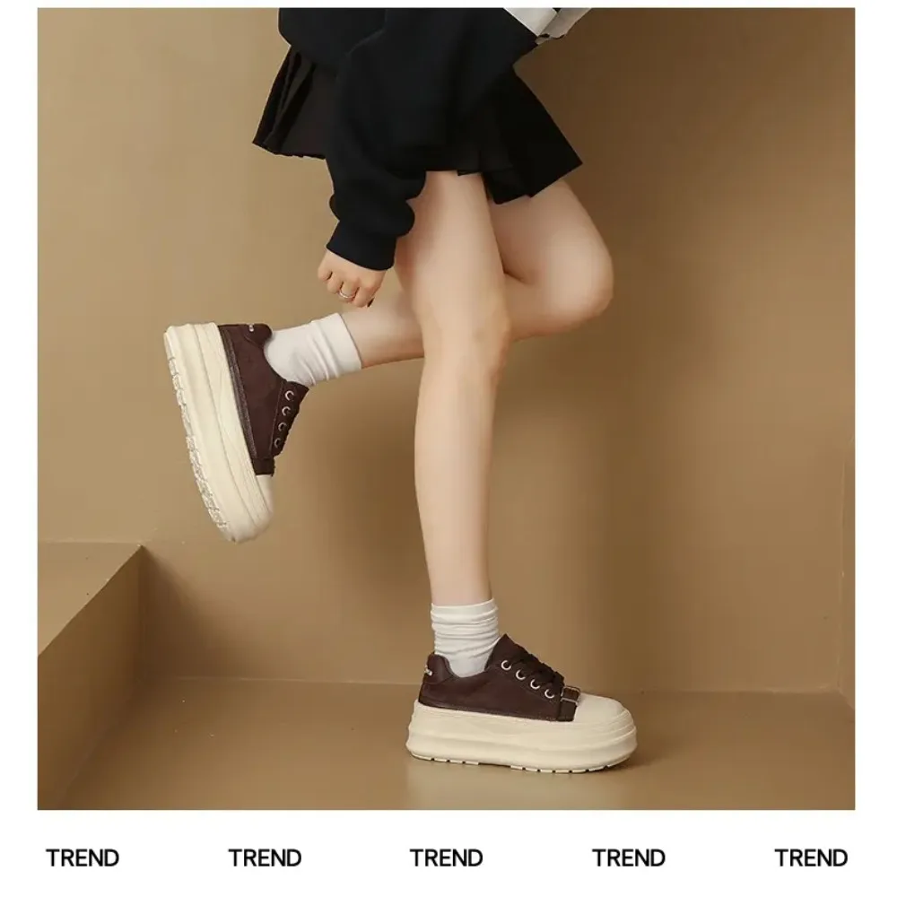 2025 جديد إمرأة منصة أحذية رياضية حذاء قماش شخصية فاخرة الكعوب سكيت الدانتيل يصل موضة عادية في الهواء الطلق أحذية رياضية #5