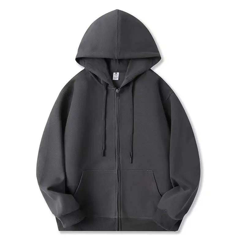 Korean Lazy Style Gray Hooded Sweatshirt Women's Autumn and Winter Fleece Thickened Lazy Loose Cardigan Zipper Jacket Top