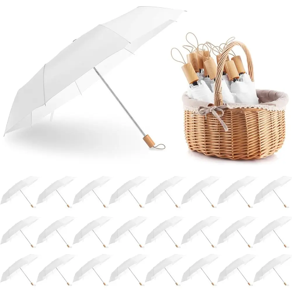 

24 Pcs Wedding Umbrellas Bulk White olding Umbrella or Wedding Decorative Parasol Windproo Rainproo or Bridal Shower Bride Groom