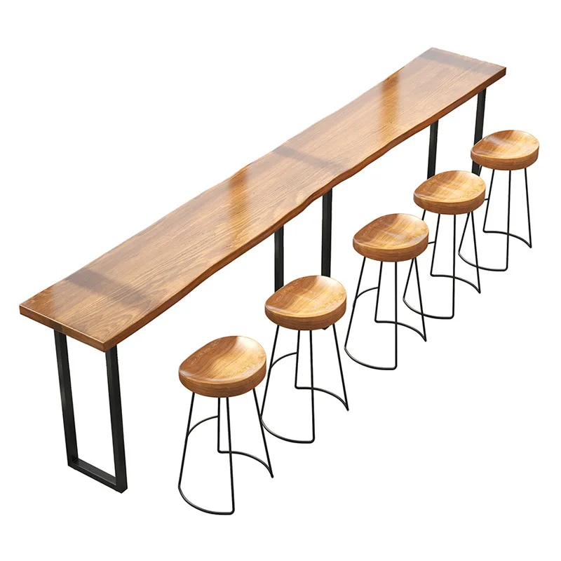 

American solid wood milk tea shop bar table and chair combination coffee table leisure