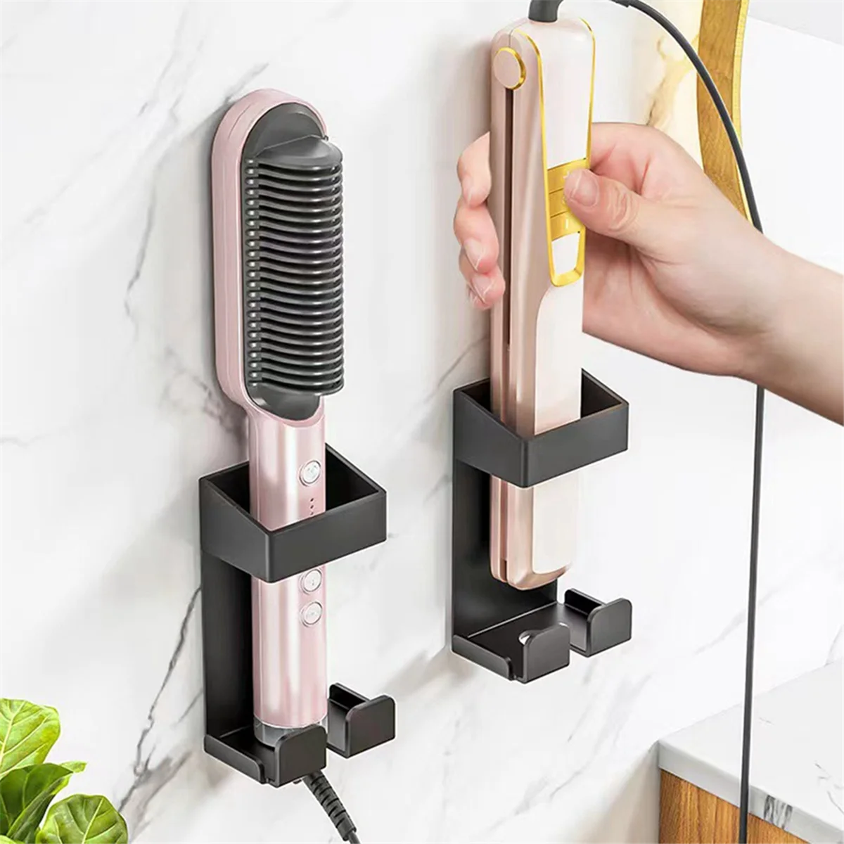 Wall Mounted Hair Straighteners Holder Curling Wands Iron Storage Rack Shaver Toothpaste Storage Rack Organizer B