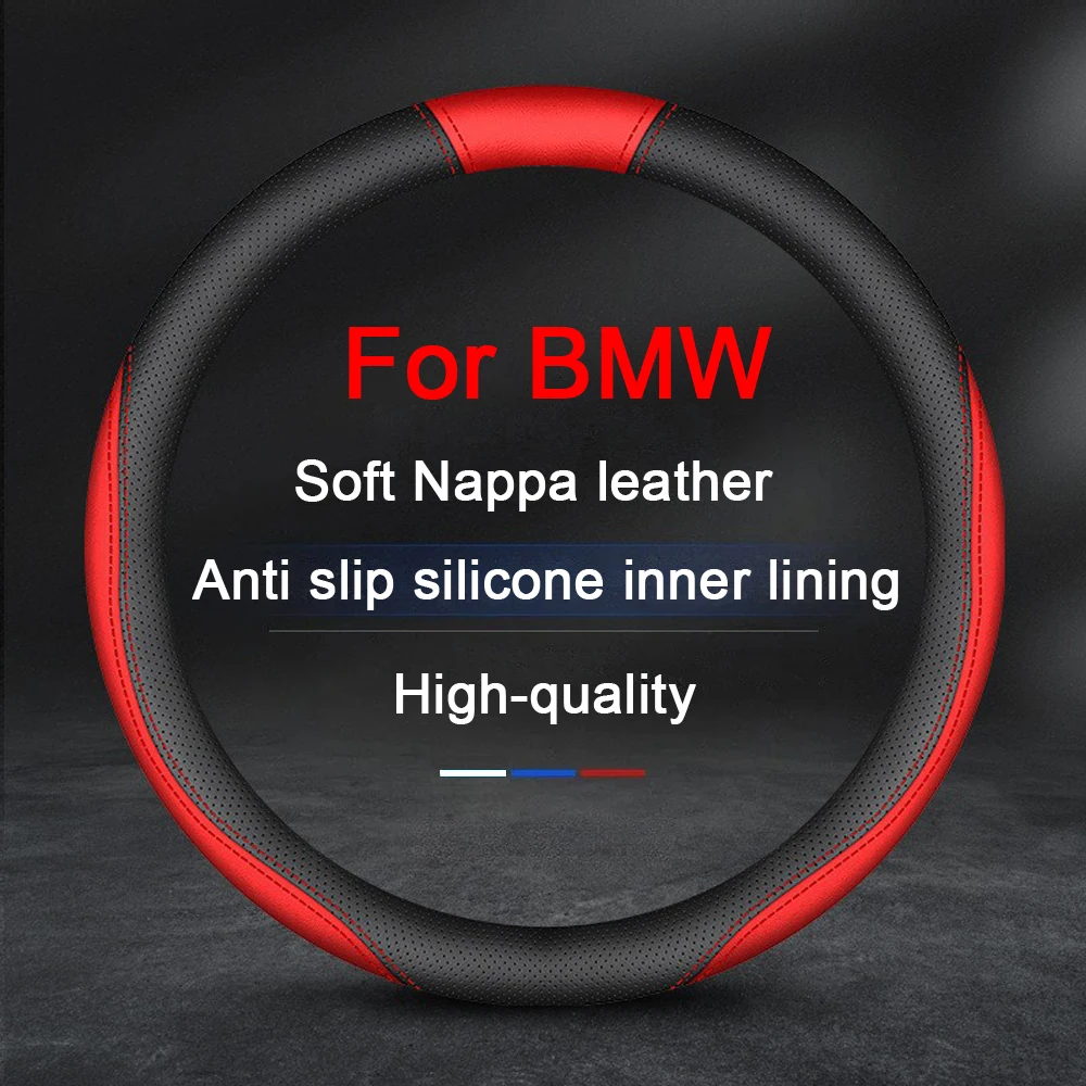 

Nappa Leather Car Steering Wheel Cover Silicone Non-slip lining For BMW F12 F20 F30 F34 F31 F10 G30 F11 F25 X3 X5 X7 E39 E90 E91