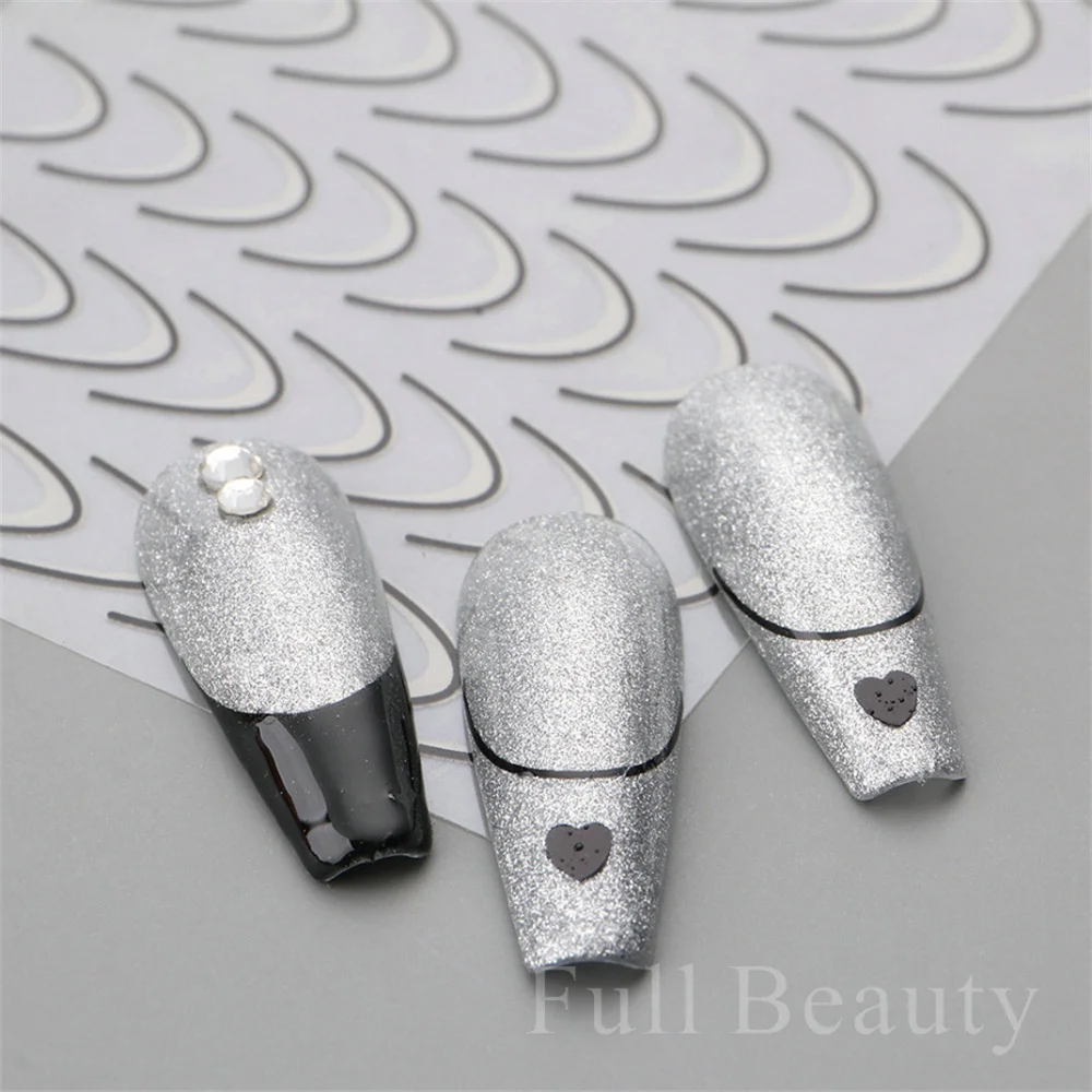 3d Design French Nail Stickers Fashion Nail Design Metal Line Nail Stickers French Romance Hottest Trends Line Nail Stickers