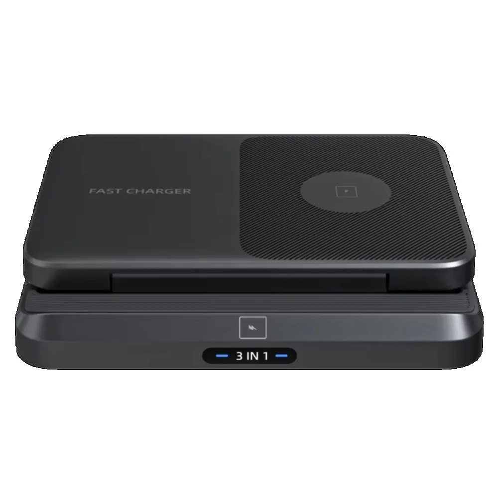

2024 New 3-in-1 Qi Induction 15w Dual Coil Foldable Wireless Charger for All Foldable Phones