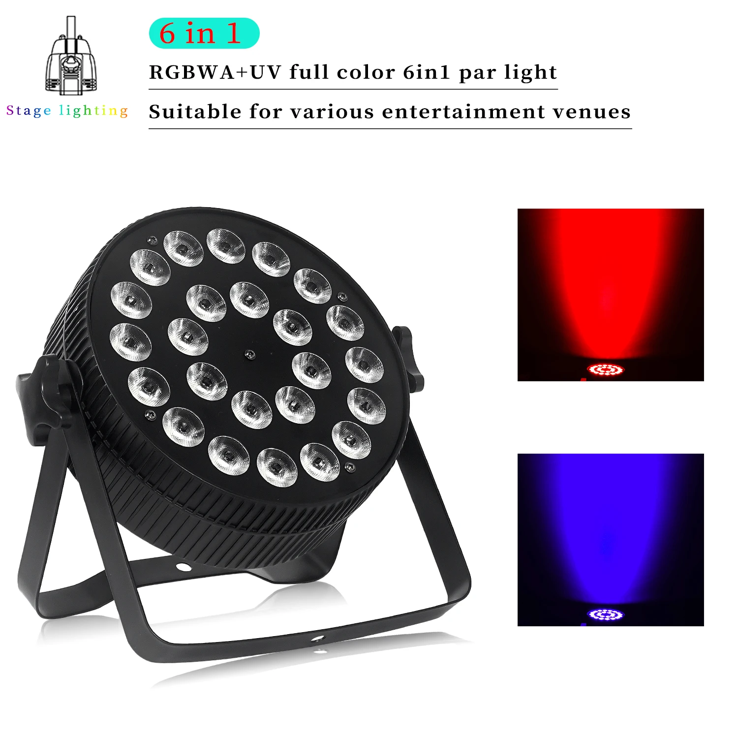 24x18w RGBWA UV 6 in 1 LED Par Light DMX Aluminum Flat Stage Light DJ Disco Light Party Wedding Stage Lighting