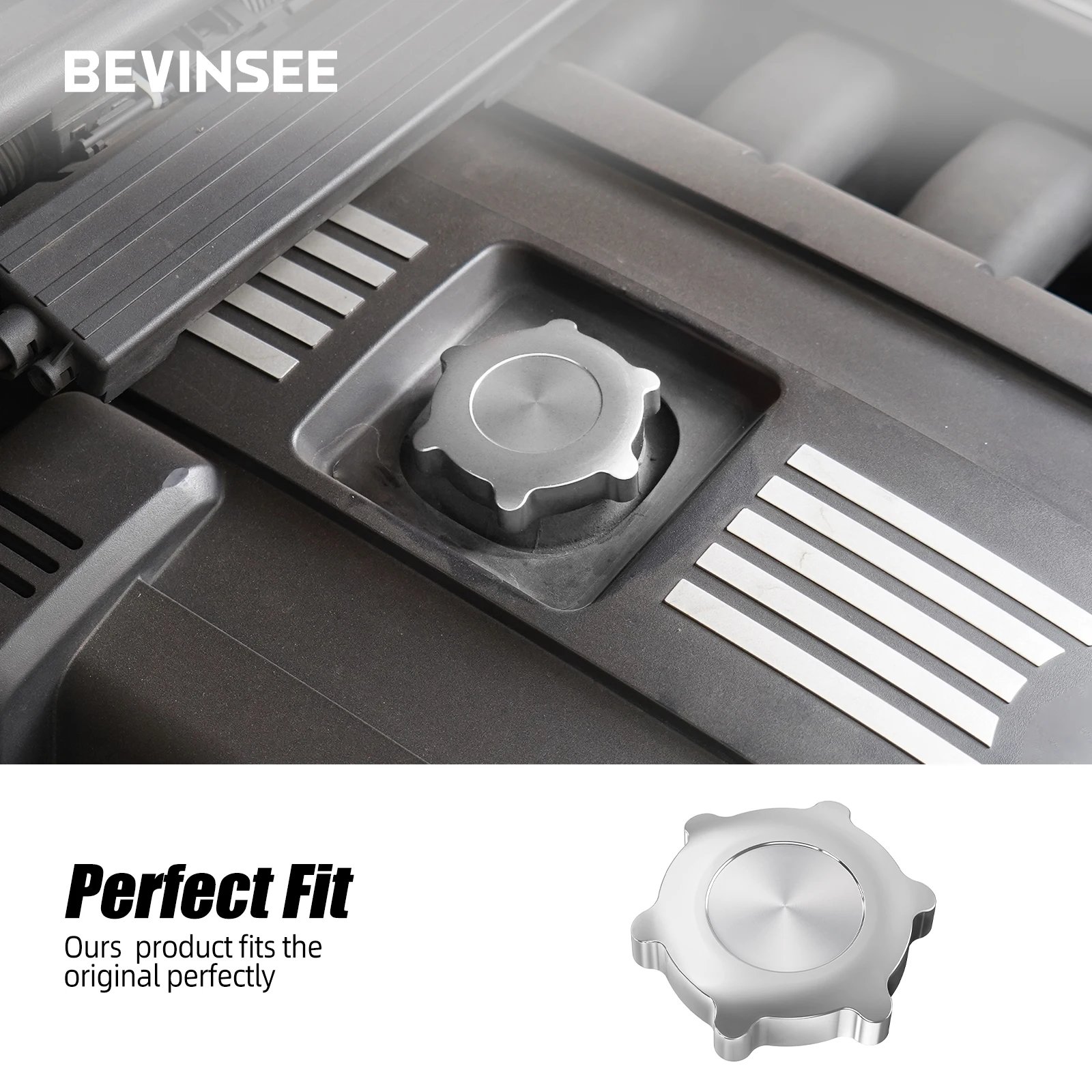 BEVINSEE Aluminum M Style Engine Oil Filler Cap Cover for BMW E36 E46 E90 E92 328i 325i 323i E39 E60 525i 528i 530i X3 X5 Z3 Z4