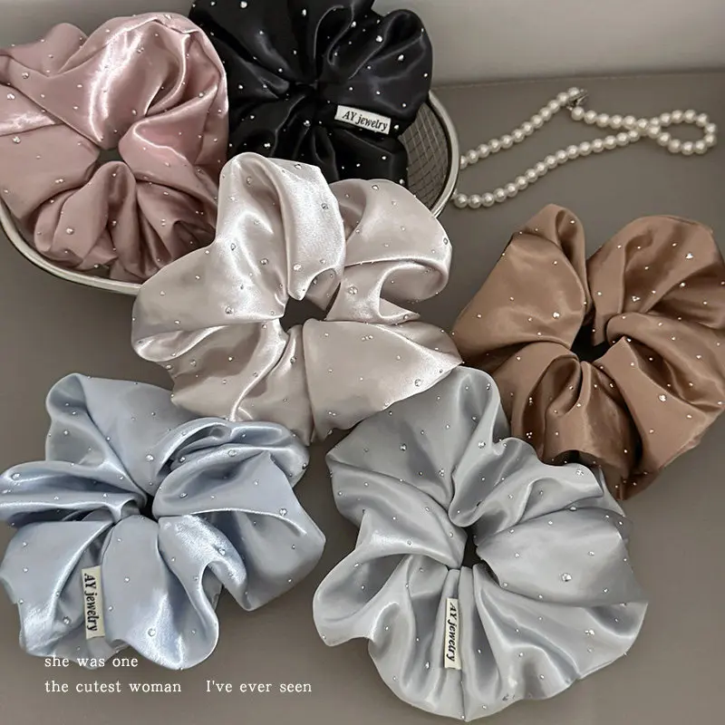 Scrunchie en satin de haute qualité pour queues de cheval basses, élastique à cheveux irrégulier pour femmes