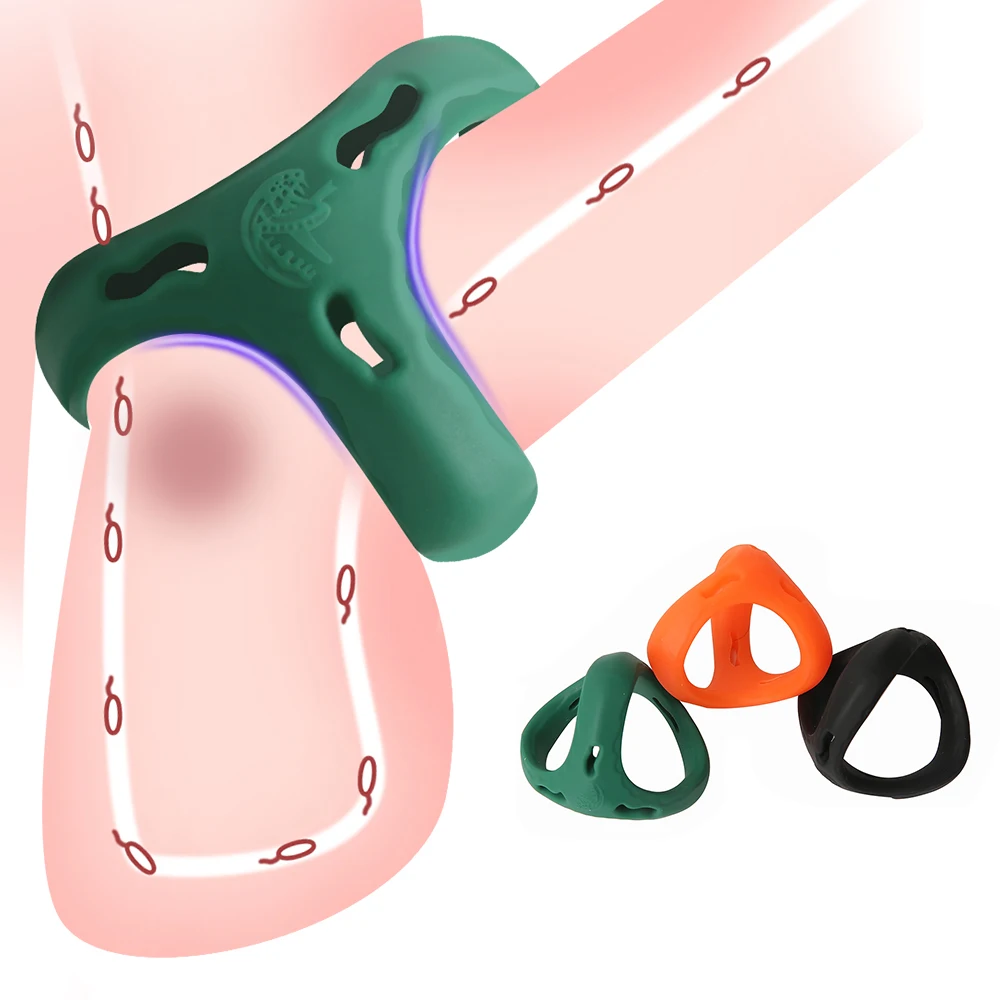 

Penis Ring Reusable Male Chasity Cage Scrotum Stretcher Delayed Ejaculation Silicone Cock Ring Penis Enlargement Toy for Men