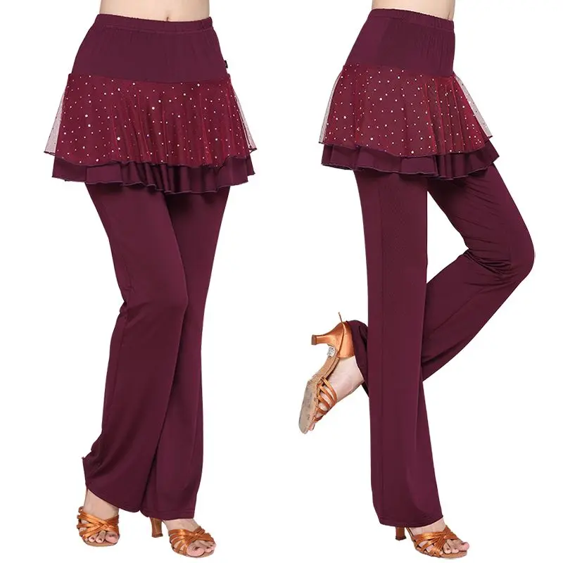 New Square Dance Costume Skirt Pants Adult Women Summer Milk Silk Dance Pants Practice Performance Clothing Trousers