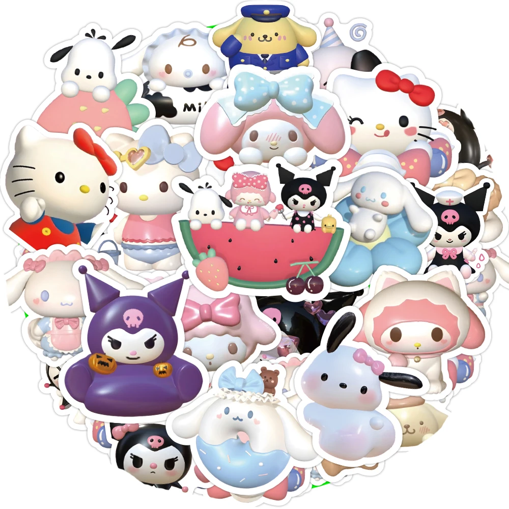 10/30/50/120pcs Mixed Sanrio Series Anime Stickers Kawaii Melody Hello Kitty Decal DIY Phone Laptop Diary Cute Cartoon Sticker