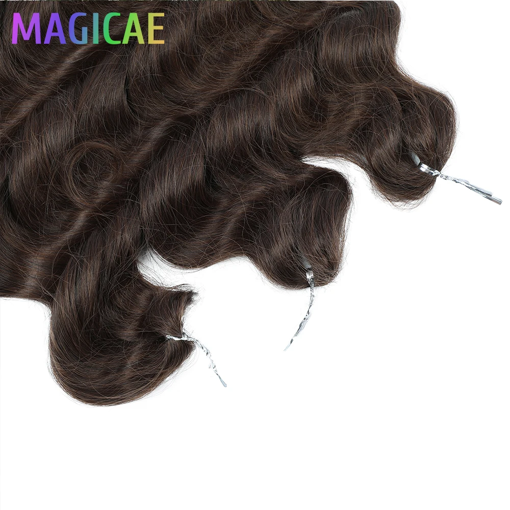 آنا 3 قطع 28 بوصة 300 جرام ضفائر كروشيه فضفاضة عميقة مجعدة أومبير بني فاتح 6 #   24J شعر صناعي مجعد أشقر بدرجة حرارة عالية