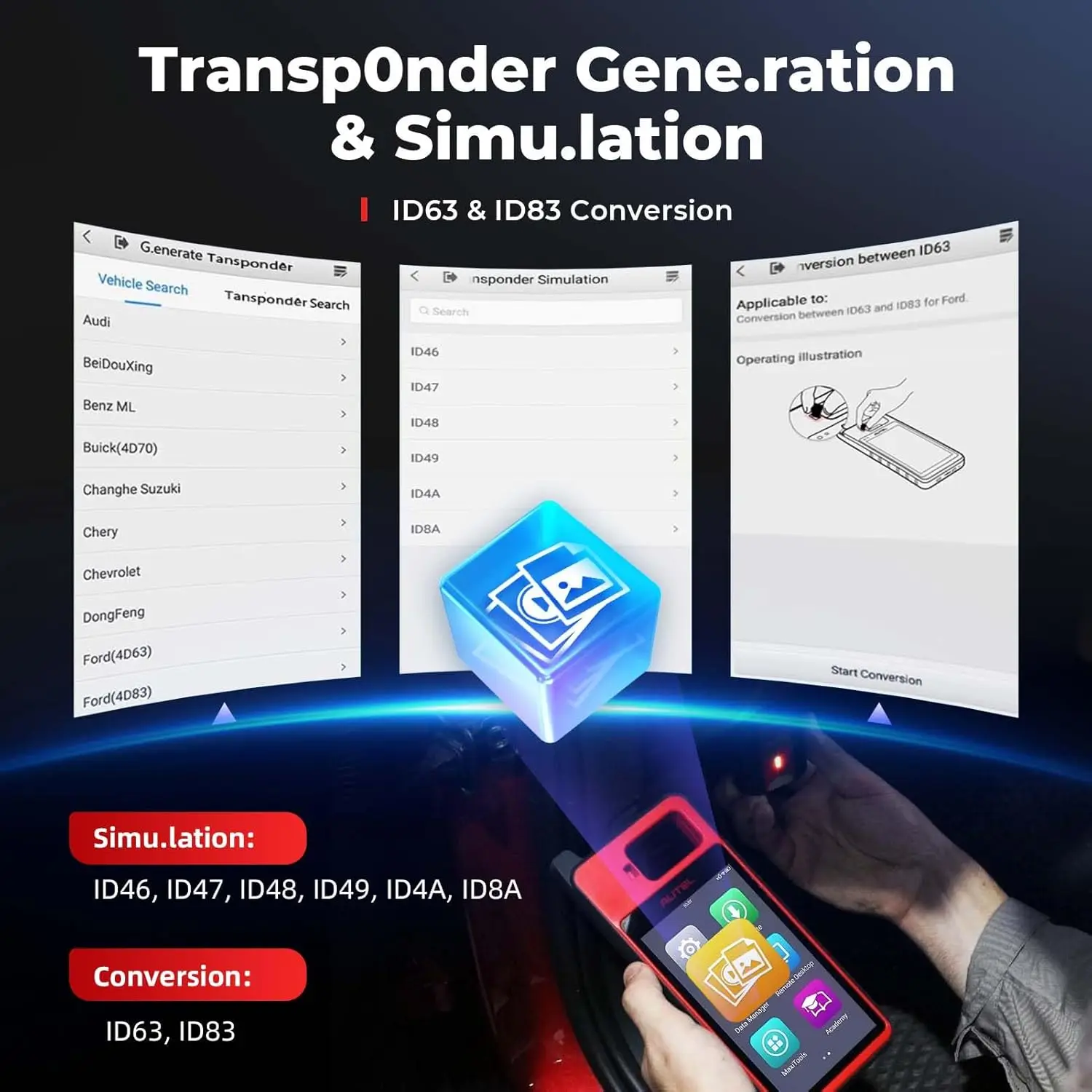 Autel MaxiIM KM100 KM100E KM100X Key Fob Programmer IMMO Tool 60s Universal Key Generation OBD Key Learning for 90% Cars Chip Read/Write/Clone 2 IKEY