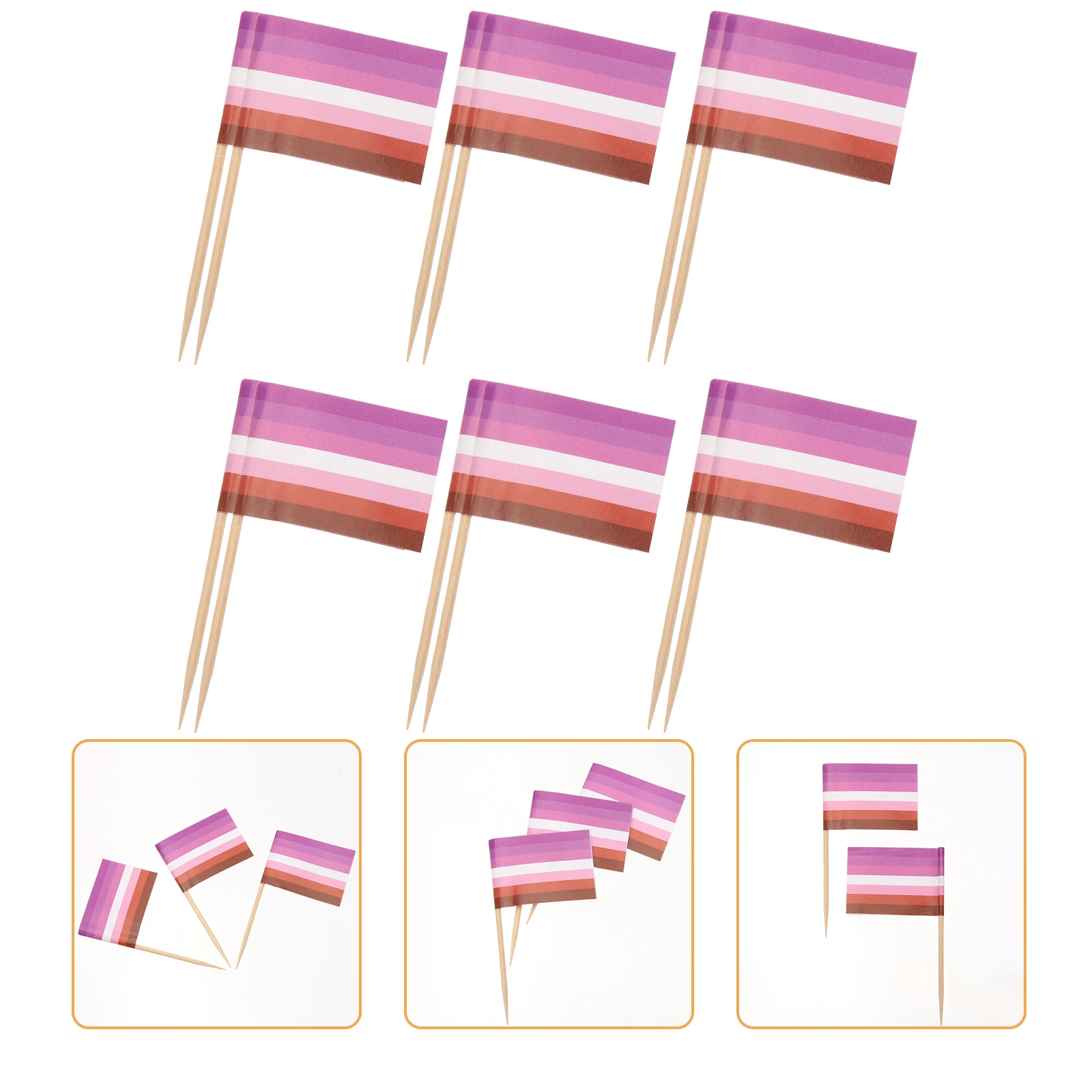 

100pcs Rainbow Flags Toothpicks Decorative Dessert Fruit Toppers Party Appetizer Picks Cocktail Decor For Food Cupcakes Cheese