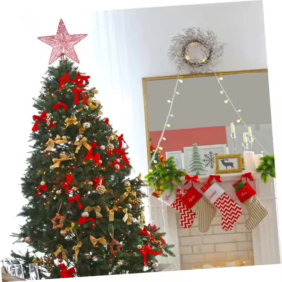 Christmas Pentagon Top Star Tree Topper Exquisite Star Xmas Tree Fake Tree Small Christmas Star Topper Christmas Decorations