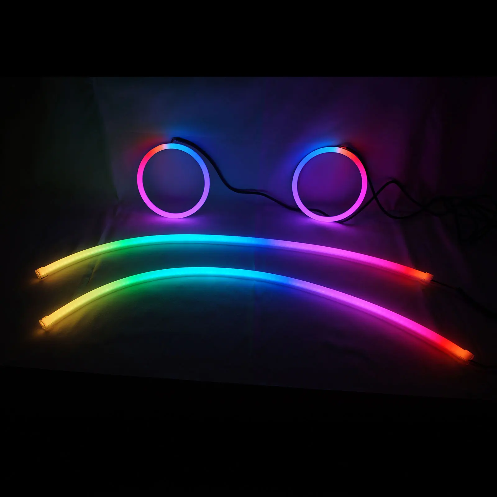 RGB Color-Chasing Revolving Dynamic Angel Eyes Turn Signals Light Bluetooth Wireless Control LED Sequential Flowing Strip Light