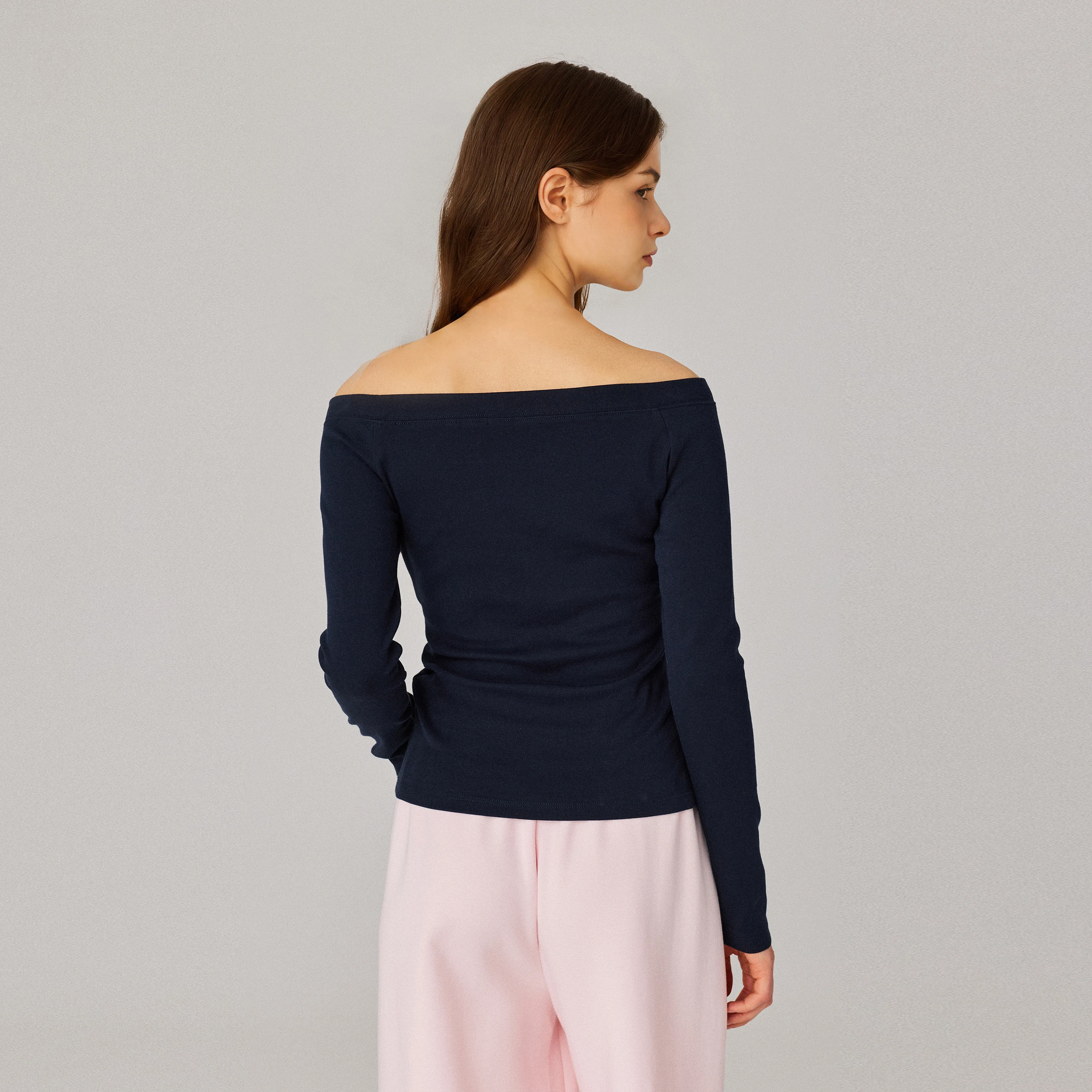YESCCI Women's Long Sleeve Top Autumn New Off Shoulder Print Skin-friendly Tee Shirt Versatile Casual Woman Clothing Y216081184