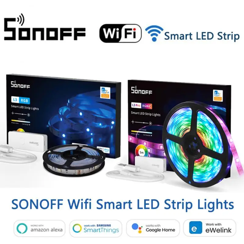 

SONOFF L3 Pro WiFi Smart LED Strip Lights 5M RGBIC Wireless Remote Control Smart Home Dimmable Works With Alexa Google Home