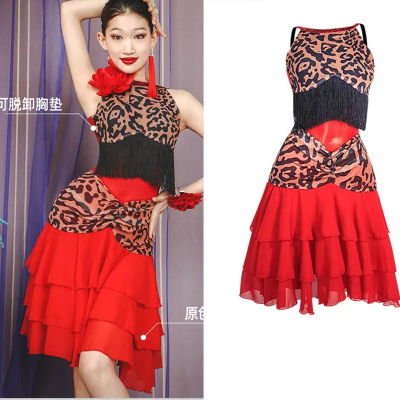 Latin dress red salsa dress cha cha samba dress latin pratice wear 76