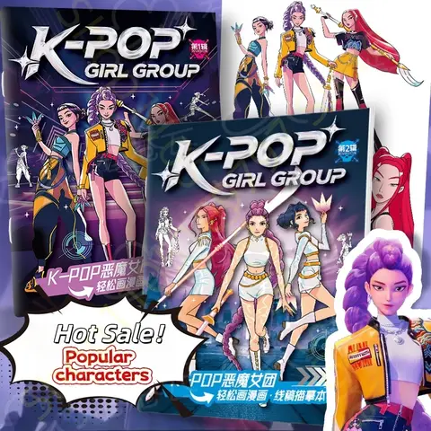 2025 Hot Koop Anime Kpop Demon Hunter Kleurboeken Prentenboek Perifere Schilderij Boek Lijntekening Kinderen Verjaardagscadeau