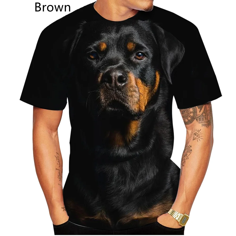 2022 New Design Cute Pet Dog Rottweiler 3D Print T-shirt Funny Stylish Mens and Womens Casual Short Sleeves