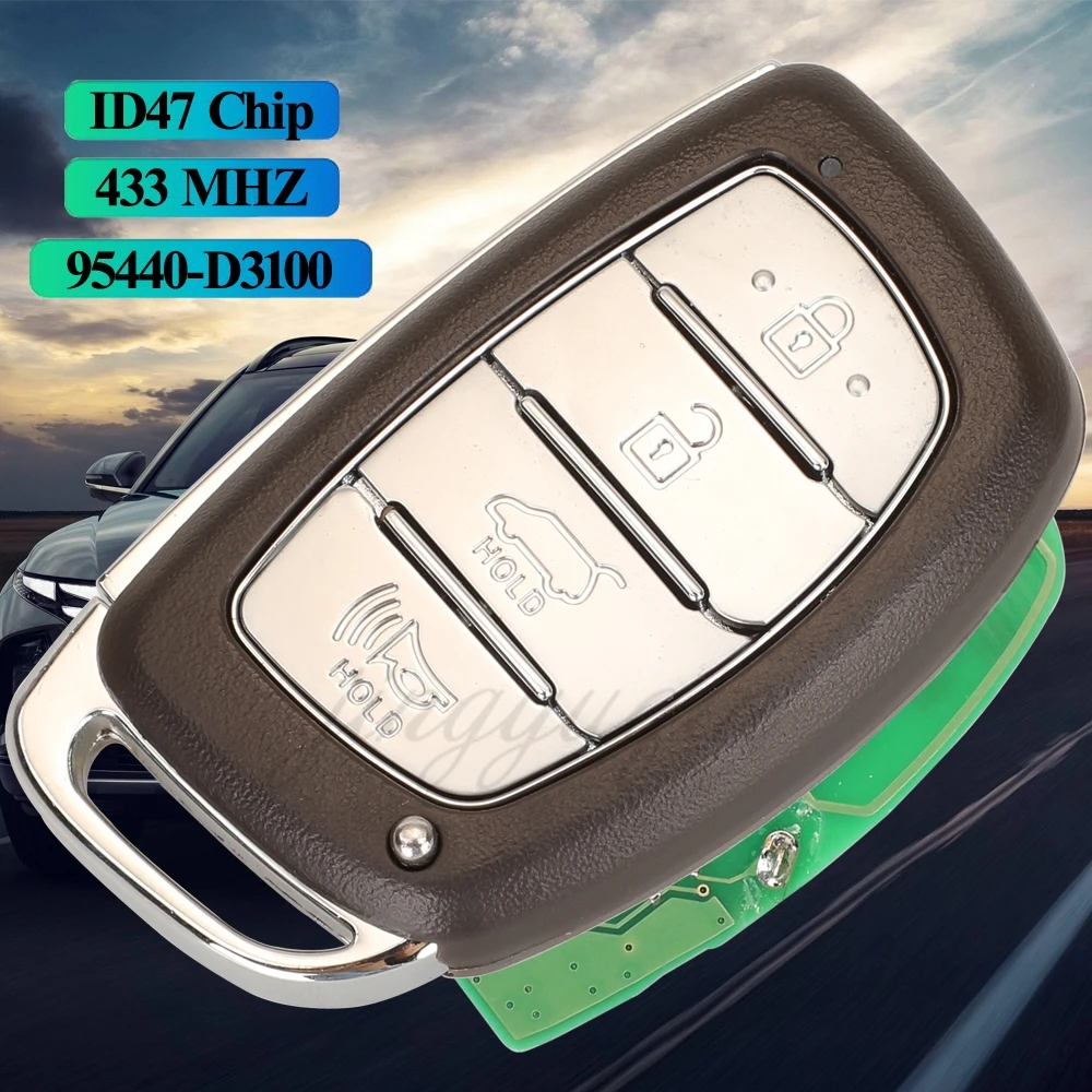 

Jingyuqin 4 кнопки дистанционный автомобильный ключ сигнализации ID47 чип 433 МГц для Hyundai Tucson 95440-D3110 95440-D3100 умный брелок для входа