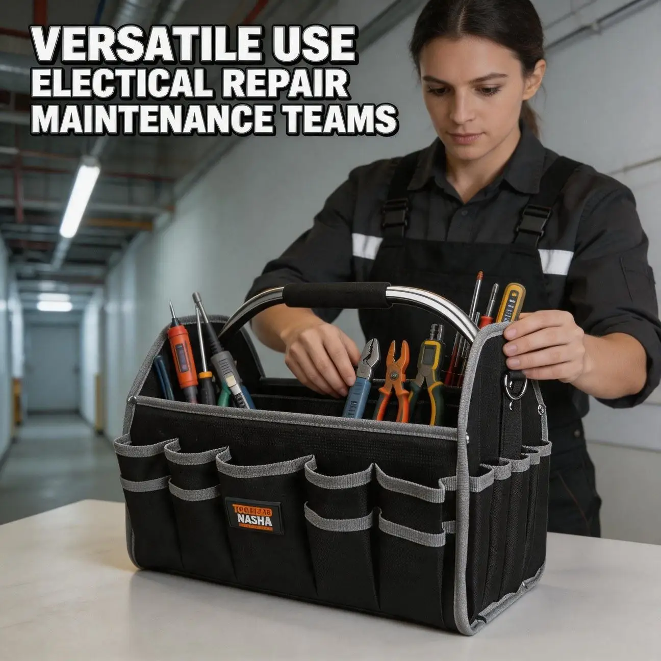 Opening Multi Pocket Handheld Tool Bag Woodworking Hardware Storage Bag Utility Style