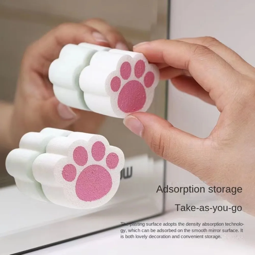 Cute Cat's Paw Shaped Mirror Wipe Magic Sponge Glass Wipe Cleaning Scrubber Adhesive Bathroom Mirror Sponge Cleaner