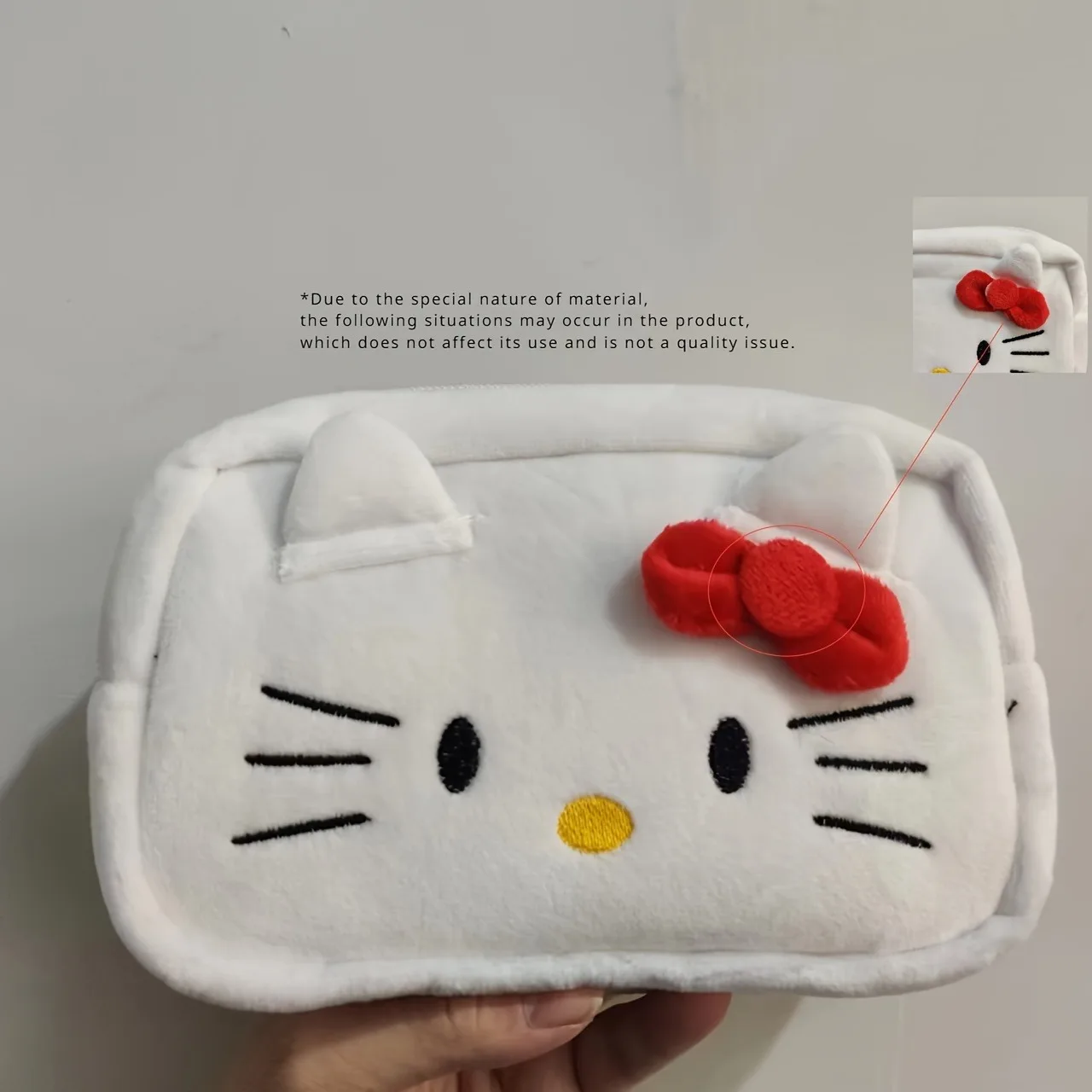 1Pcs Sanrio Hello Kitty Plush Stationery Bag, Cute Cartoon Large Capacity Storage Bag, Kawaii Fashion Pencil Box