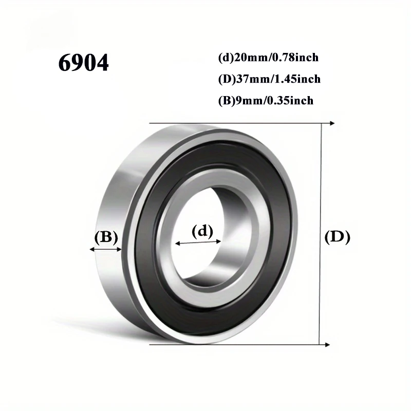 10Pcs 6904 Bearing 6904-2RS 6904RS ABEC-5 P5 20x37x9mm Thin Section 6904 2RS Deep Groove Ball Bearings Double Sealed 61904-2RS